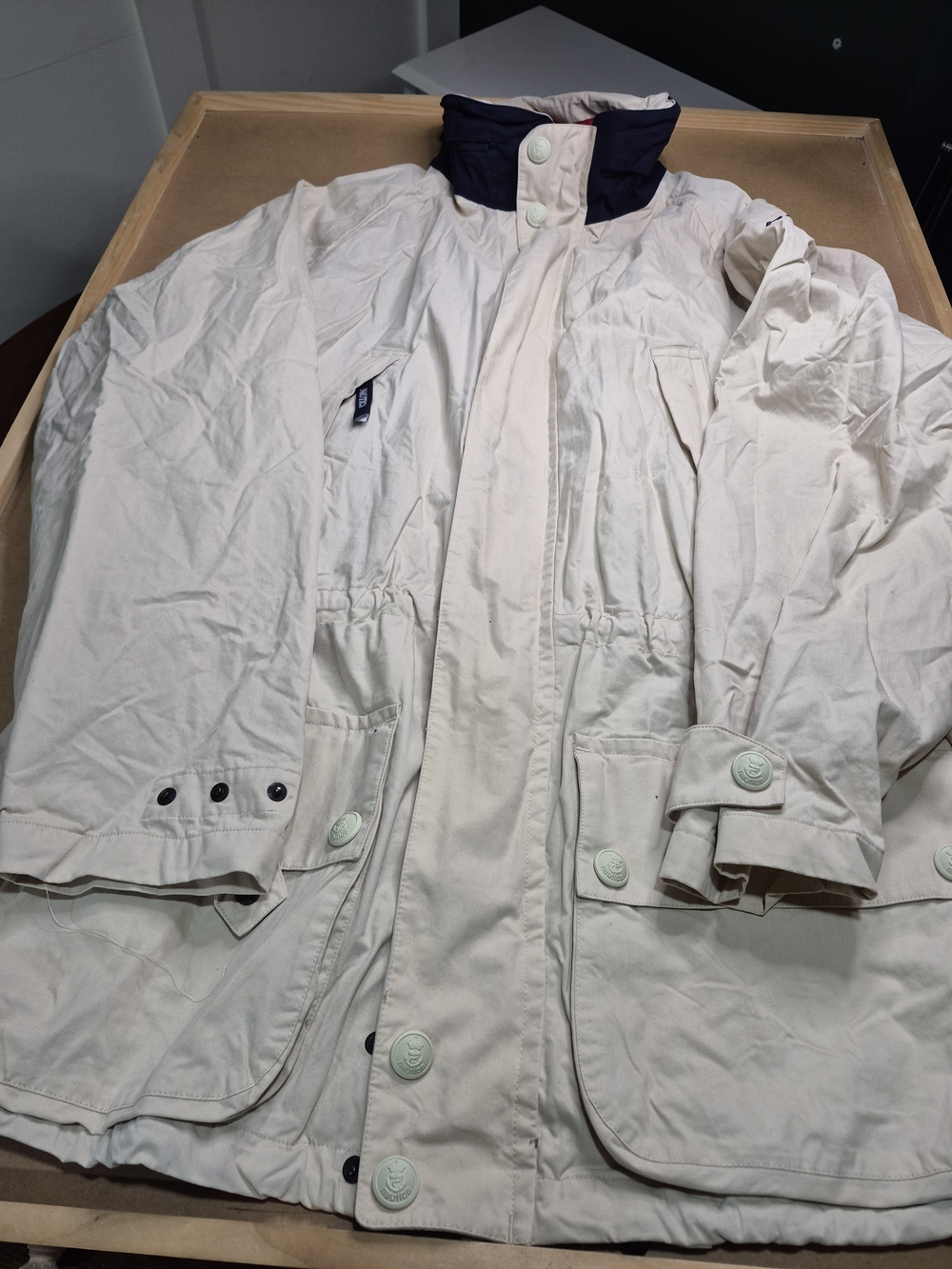 Nautica Cream Hooded Jacket with Navy Trim